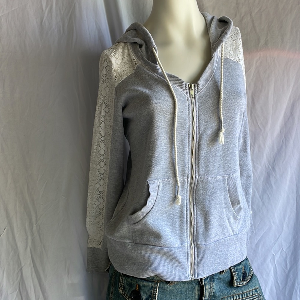 Miss Chievous Hoody Zip Sweatshirt with cute sleeves. Size L. Bundle & Save!